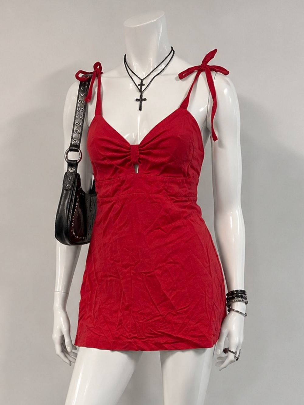 Monteau LA Red Tie-Shoulder Mini Dress